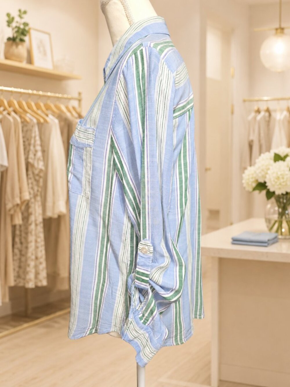 Jane + Delancey Striped Button Front Shirt – Size Medium - Picture 3 of 6
